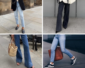 Women wearing jeans, wide leg jeans, flare leg jeans, mom jeans, outfit inspiration jeans with footwear