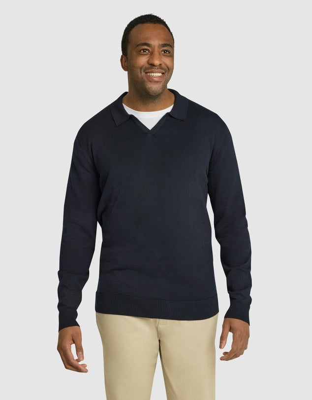 Knitted Polo Sweater (Navy)