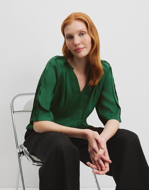 A gorgeous popover blouse in stunning vibrant green colour way to syle with skirts, pants and jeans, in both light and dark colour ways