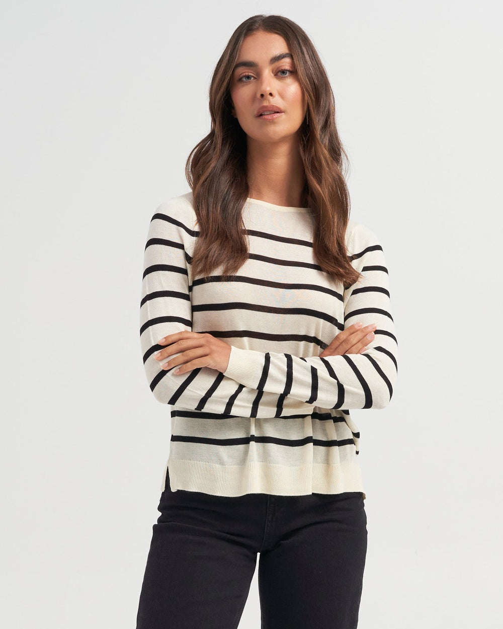 Classic Stipe Long Sleeve Knit to pair with pants and jeans – Threadicated