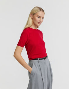 Short Sleeve Cashmere Blend Knit with a pop of colour for day to weekend