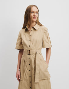 A great everyday cotton shirt dress in a neutral colourway for timeless style.