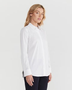 Supersoft Cotton-nylon Shirt great for layering over your pink tank or wearing on its own.