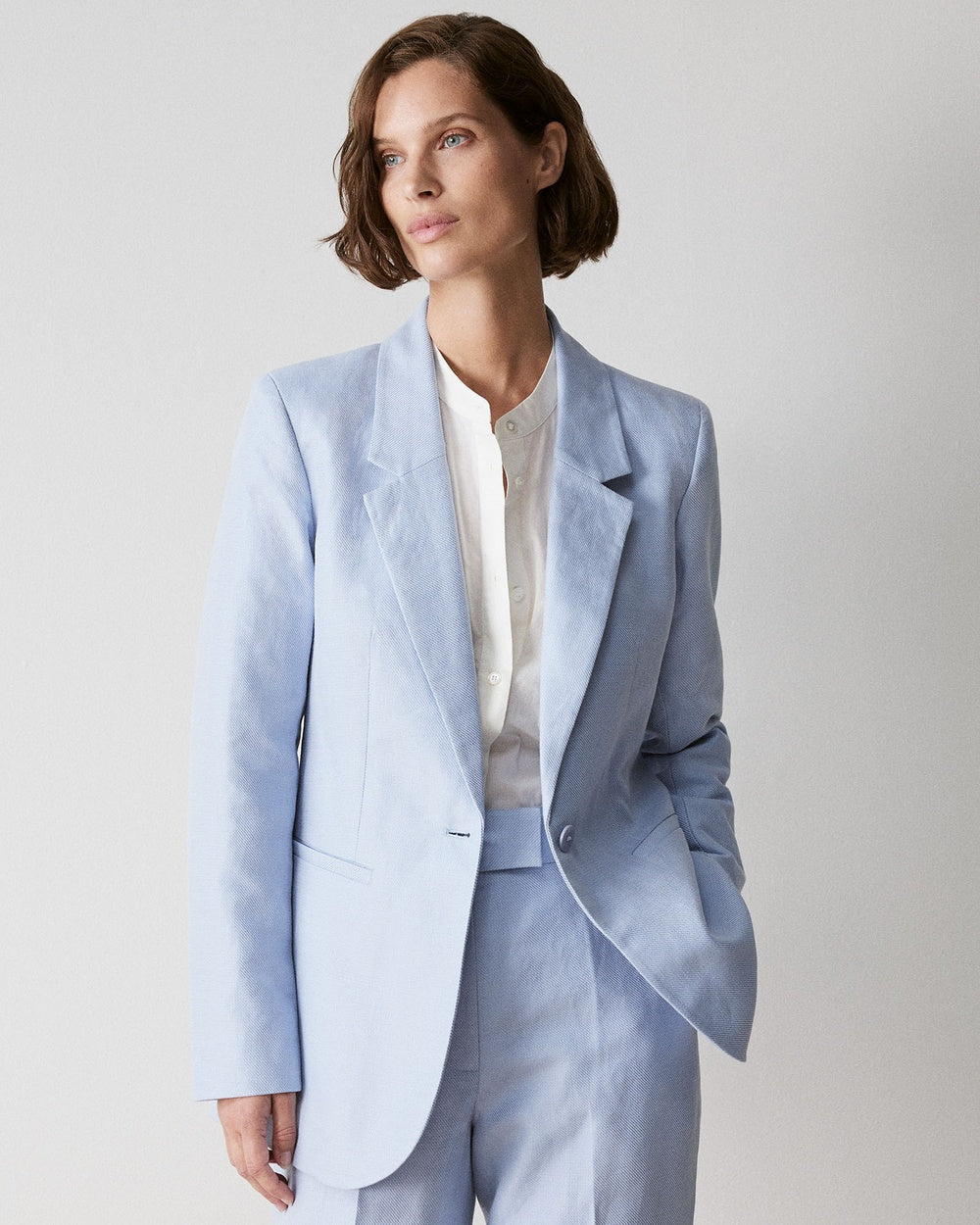 Linen and Cotton Blend Tie Wrap Blazer - great for the cooler months but still nice and breathable