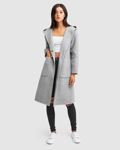 Wool blend grey winter coat for layering