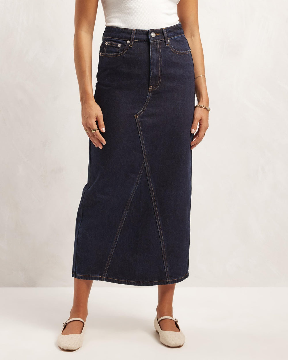 Denim Midi Skirt to Wear Out or Casually