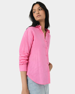 Linen Button shirt (Pink)