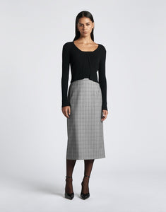 Check Tailored Midi Skirt for work
